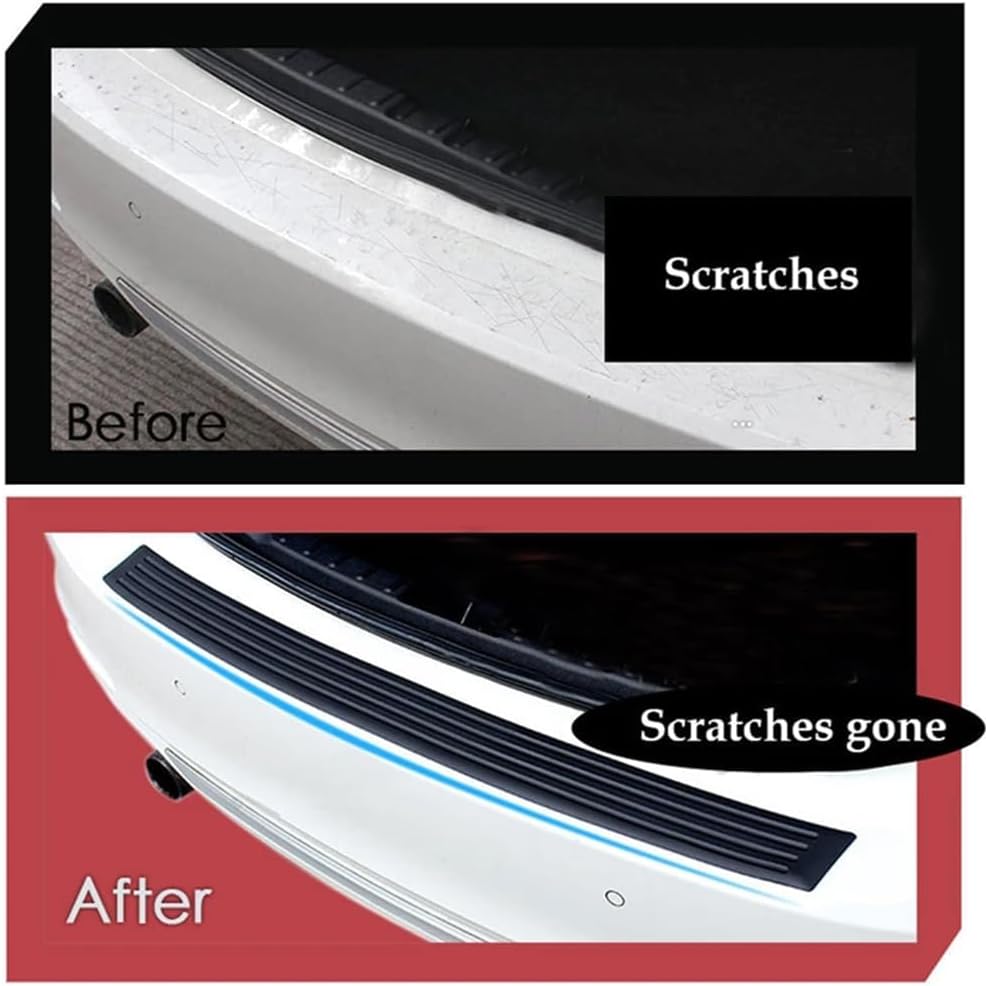 90/104cm Universal Car Trunk Door Sill Plate Protector Rear Bumper Guard High-Grade PVC Rubber Mouldings Pad Trim Cover Strip Car Styling Anti-Collision Anti-Scratch + Nano Tape D.I.Y. Installation
