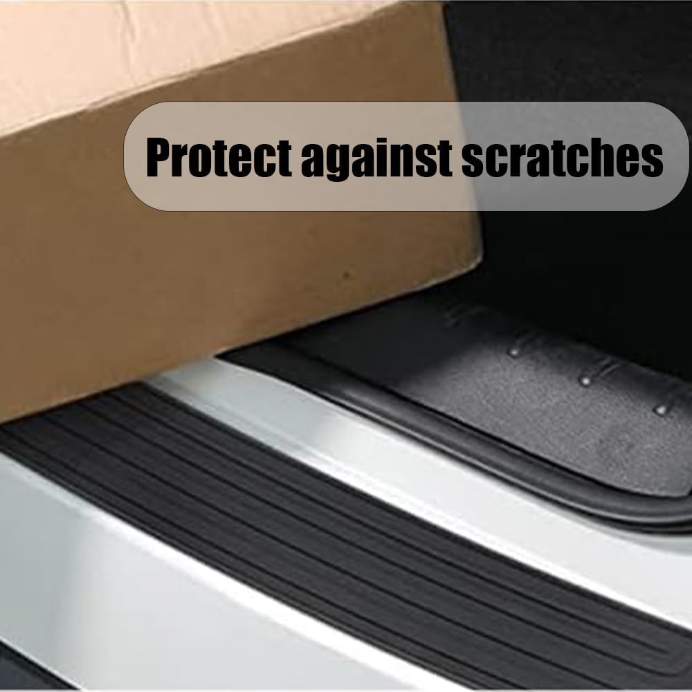 90/104cm Universal Car Trunk Door Sill Plate Protector Rear Bumper Guard High-Grade PVC Rubber Mouldings Pad Trim Cover Strip Car Styling Anti-Collision Anti-Scratch + Nano Tape D.I.Y. Installation