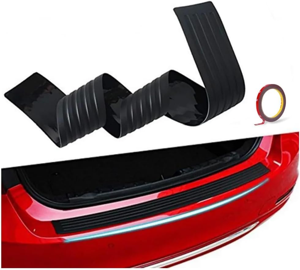90/104cm Universal Car Trunk Door Sill Plate Protector Rear Bumper Guard High-Grade PVC Rubber Mouldings Pad Trim Cover Strip Car Styling Anti-Collision Anti-Scratch + Nano Tape D.I.Y. Installation
