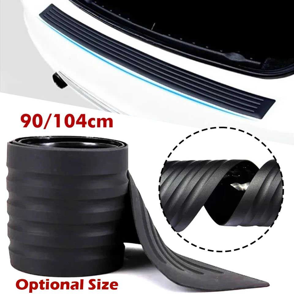 90/104cm Universal Car Trunk Door Sill Plate Protector Rear Bumper Guard High-Grade PVC Rubber Mouldings Pad Trim Cover Strip Car Styling Anti-Collision Anti-Scratch + Nano Tape D.I.Y. Installation