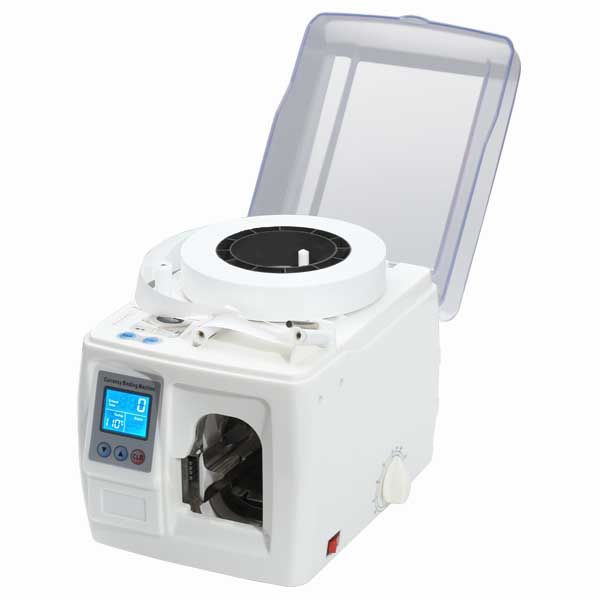 Automatic Money Binding Machine + 10 Rolls Paper Tape - Intelligent Currency Banknotes Bundle Bill Binder with LCD Screen 1.5 s/Once Quick Tie Strapping Home Shop Business Bank