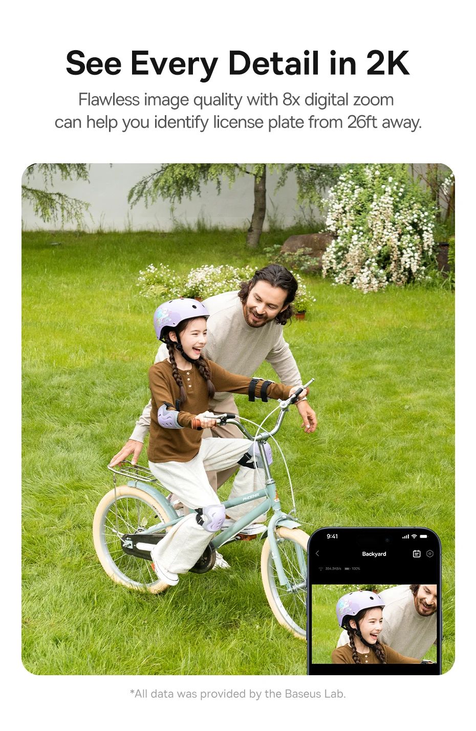 Baseus Solar Security Camera Outdoor, S1 Wireless Solocam, Forever Power with Sunlight-Tracking System, 2K Clarity, 145° Wide View, Built-in 8GB Local Storage and Color Night Vision, No Monthly Fee