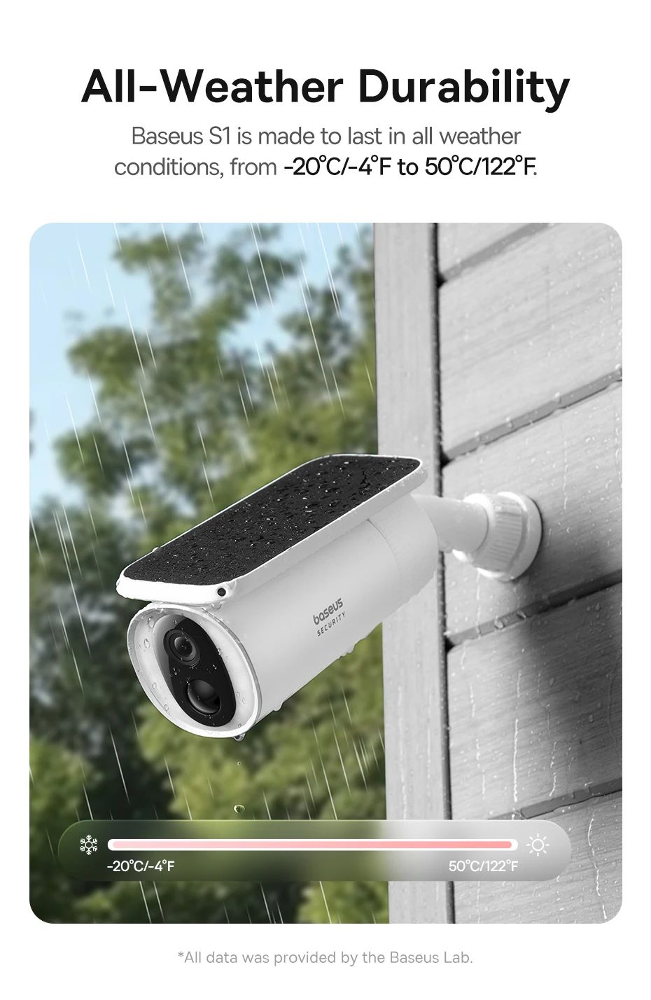 Baseus Solar Security Camera Outdoor, S1 Wireless Solocam, Forever Power with Sunlight-Tracking System, 2K Clarity, 145° Wide View, Built-in 8GB Local Storage and Color Night Vision, No Monthly Fee