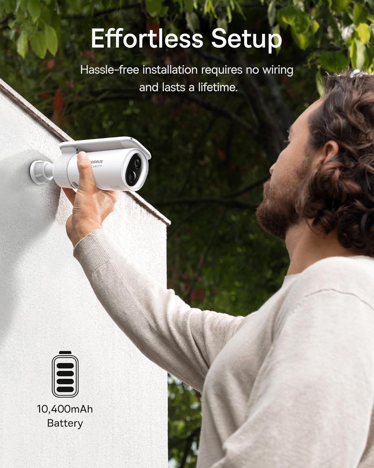 Baseus Solar Security Camera Outdoor, S1 Wireless Solocam, Forever Power with Sunlight-Tracking System, 2K Clarity, 145° Wide View, Built-in 8GB Local Storage and Color Night Vision, No Monthly Fee
