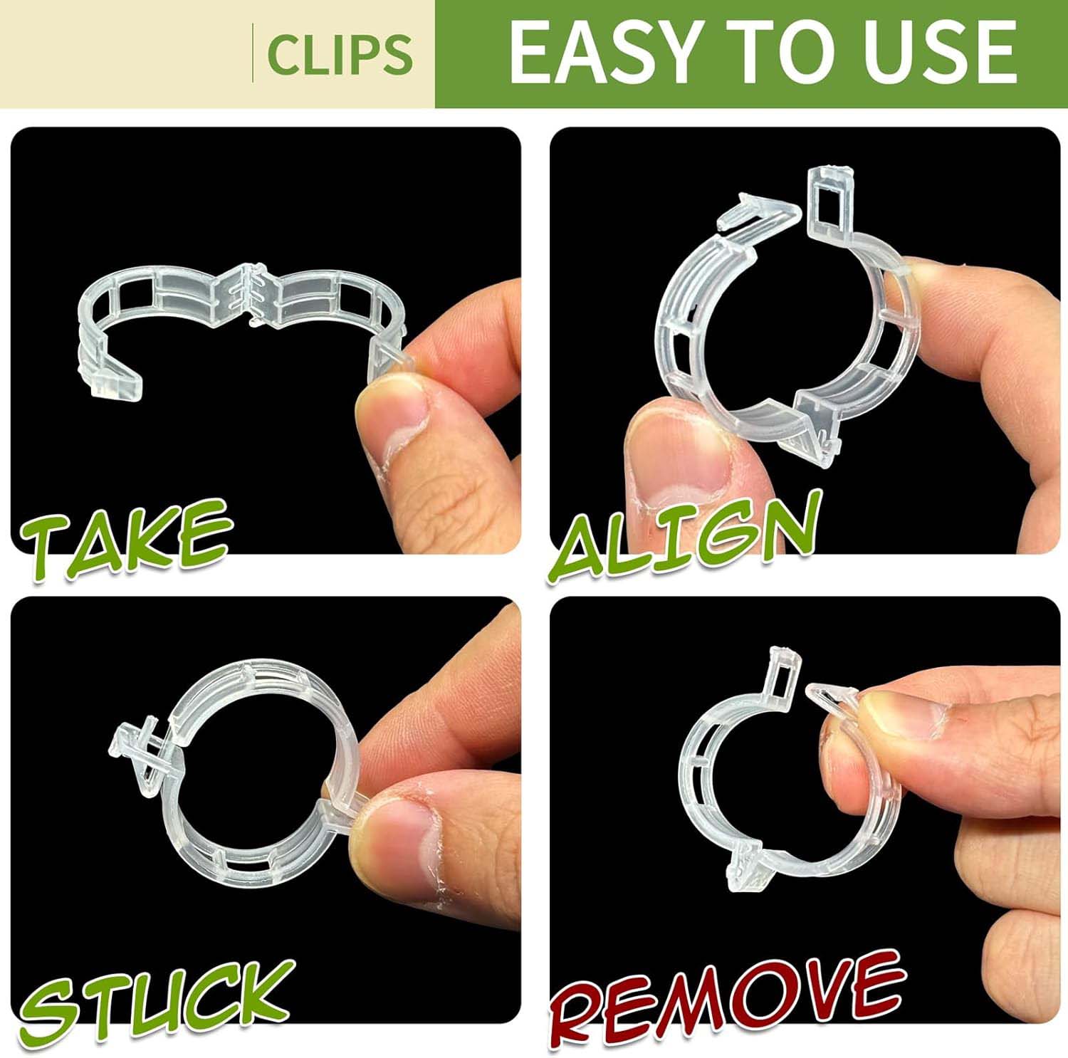 300Pcs Tomato Clips, Plastic Trellis Plant Support Clips, Grape Vine, Vegetables Plants, Garden Clip to Grow Upright Makes Plants Healthier Farming