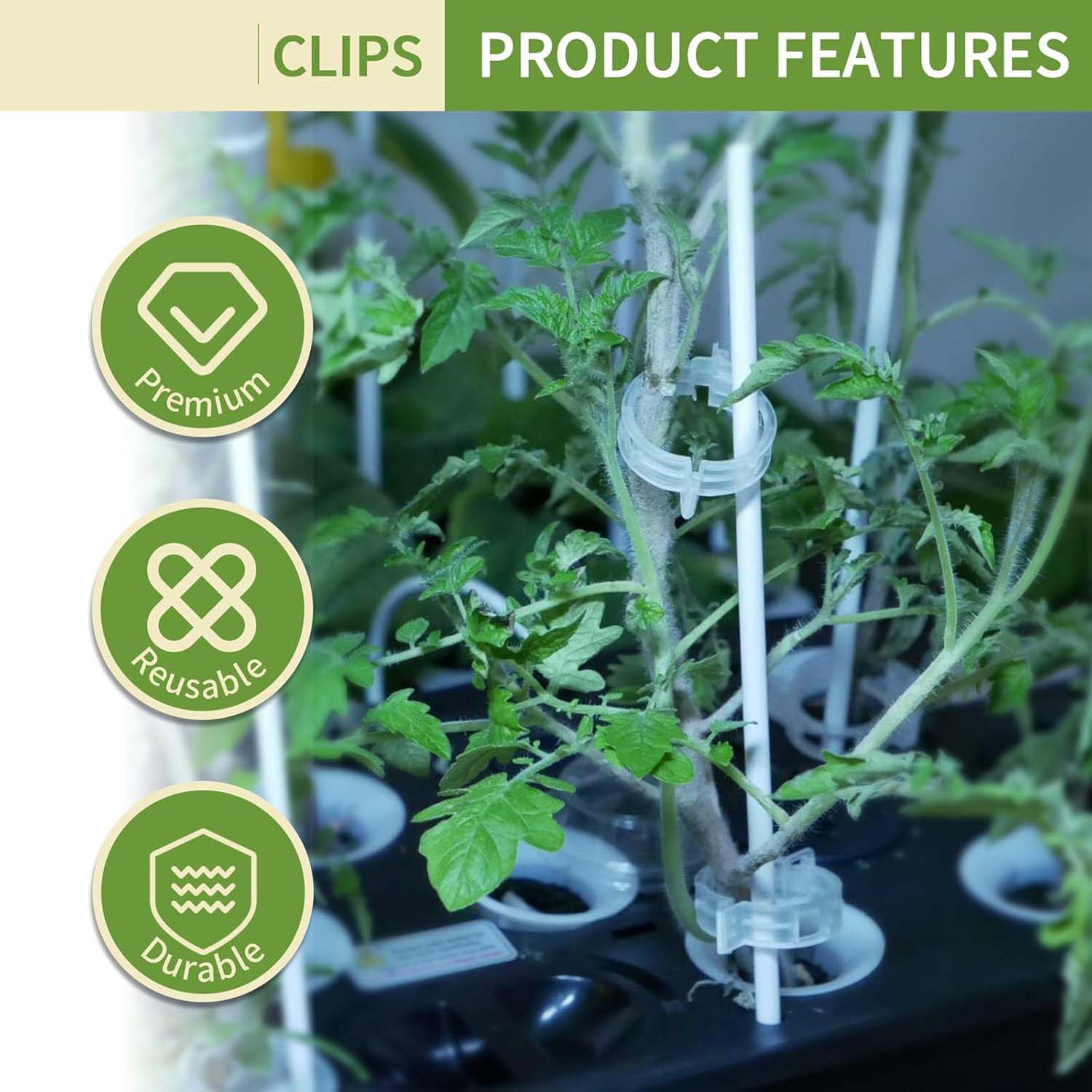 300Pcs Tomato Clips, Plastic Trellis Plant Support Clips, Grape Vine, Vegetables Plants, Garden Clip to Grow Upright Makes Plants Healthier Farming
