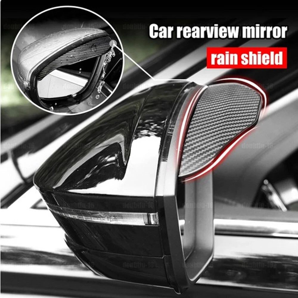 2-Pack Carbon Fiber Car Rear View Side Mirror Rain Board Eyebrow Guard Sun Visor Left & Right Fibre