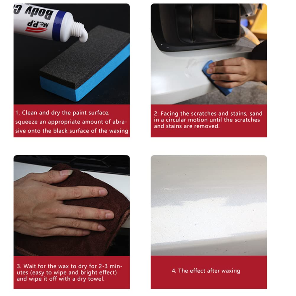 Mc.P.P High-Power Body Compound Car Paint Scratch Clear Kit, 15g, All Colour Compatible + Sponge - Cream Wax Scratch Repair Remover Vehicle Paste Polish Care