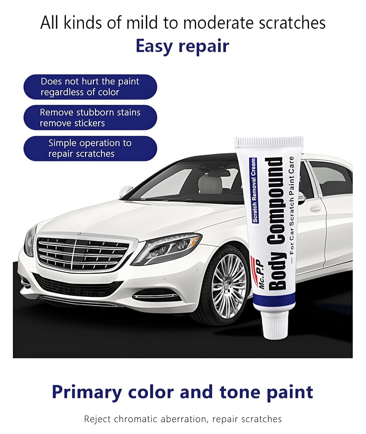 Mc.P.P High-Power Body Compound Car Paint Scratch Clear Kit, 15g, All Colour Compatible + Sponge - Cream Wax Scratch Repair Remover Vehicle Paste Polish Care