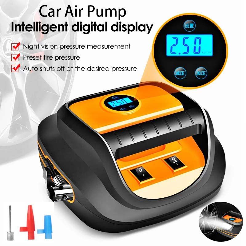 Superior Quality Portable 12V Electric Air Pump Car Tyre Fast Inflator Auto Emergency LED Lamp Digital Display Air Compressor + Lighting Tire Pressure Measurement