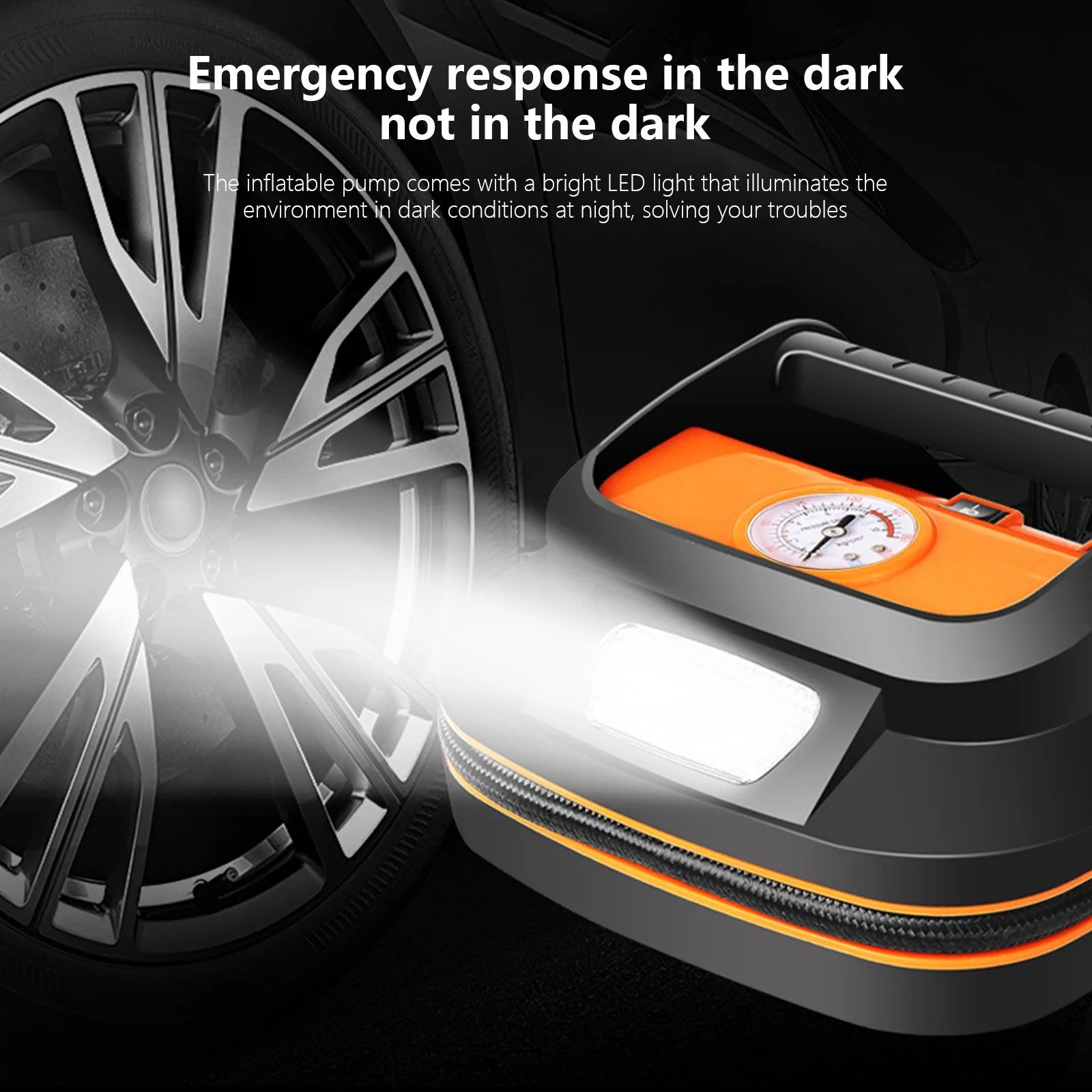 Superior Quality Portable 12V Electric Air Pump Car Tyre Fast Inflator Auto Emergency LED Lamp Digital Display Air Compressor + Lighting Tire Pressure Measurement