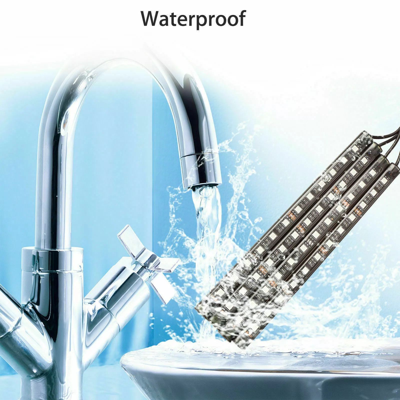 Car LED Lights Interior 4 Pcs 36 Strip Light with Remote, Music Sync Color Change RGB Under Dash Lighting with Vehicle Charger 12V Floor Decorative Atmosphere Ambient Dashboard