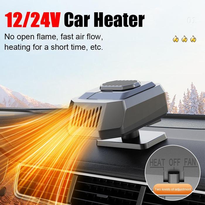 Portable Electric Car Heater/Air Cooler Rotatable with 12V/24V Fast Heating Window Defroster, Cooling Fan Auxiliary Defroster Vehicle