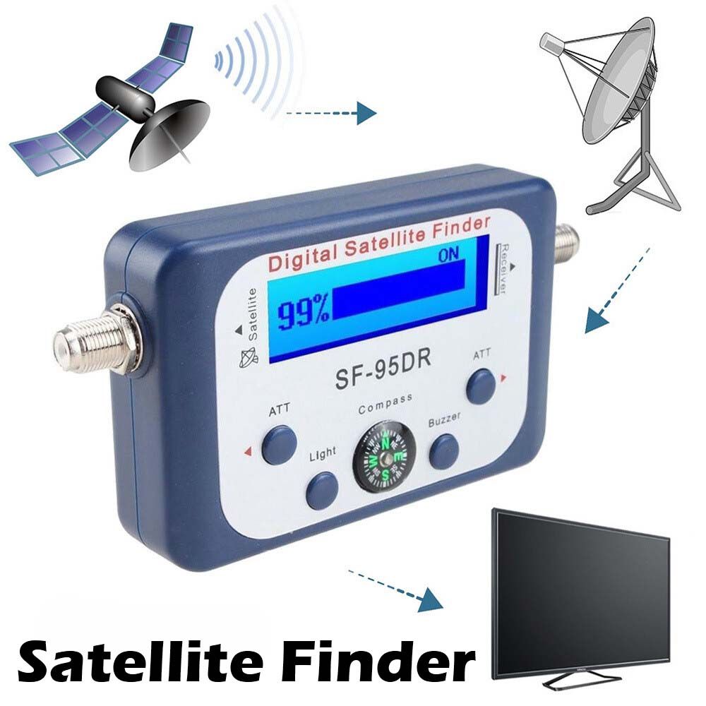 Digital Satellite Finder Portable LED Detection Measuring Device, Semaphore Meter Equipment for DVB-S DVB-S2 with Compass Pointer ,for Adjusting Sat TV Dish Electronic Buzzer Network Directv, 950-2150