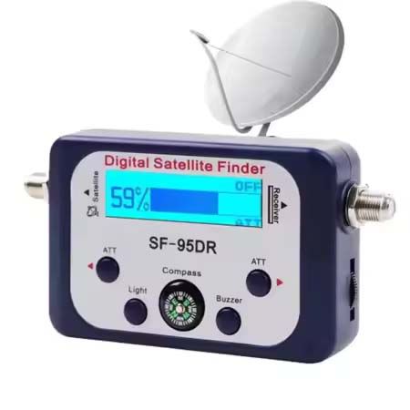 Digital Satellite Finder Portable LED Detection Measuring Device, Semaphore Meter Equipment for DVB-S DVB-S2 with Compass Pointer ,for Adjusting Sat TV Dish Electronic Buzzer Network Directv, 950-2150