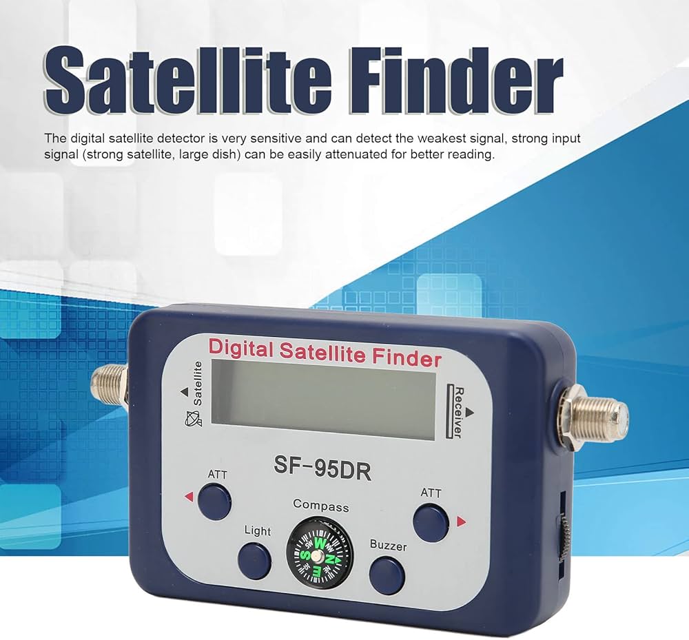 Digital Satellite Finder Portable LED Detection Measuring Device, Semaphore Meter Equipment for DVB-S DVB-S2 with Compass Pointer ,for Adjusting Sat TV Dish Electronic Buzzer Network Directv, 950-2150