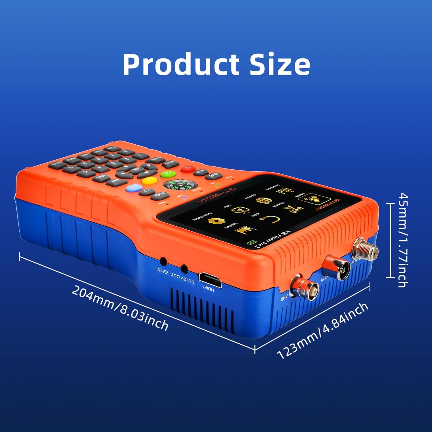 GT MEDIA V8 Finder Pro 2 HD Satellite Finder Meter Signal Tester with 4.3-inch TFT LCD Screen for DVB-S2/T2/C/S/T AHD H.265 Receiver Decoder Digital Satelite Recognition System HD Scanner MPEG-2/MPEG-