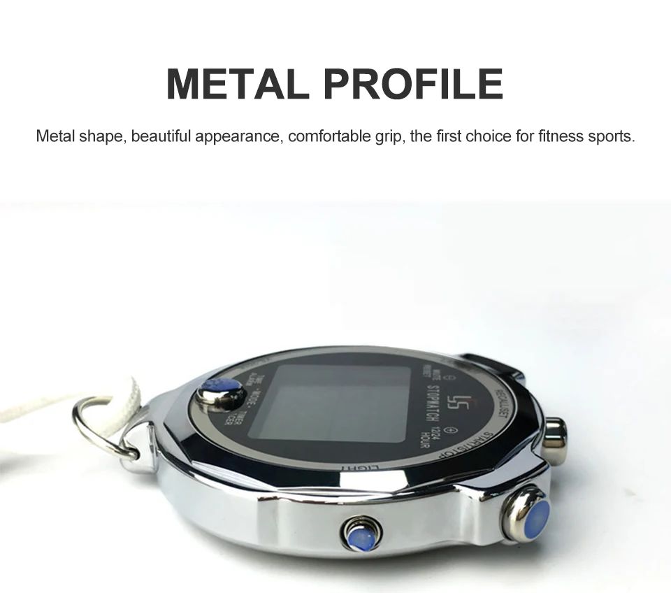 Professional Metal Luminous Digital Stopwatch Timer 0.001s Precision 200 Memory Tracks Laps Channels Portable Sports Marathon Running Training 3-Row Stop Watch YS-2018