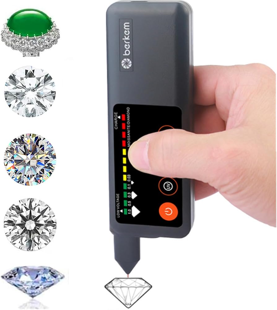 Professional Grade Rechargeable Diamond Tester Pen High Accuracy Type-C Moissanite Thermal Conductivity, UV Hardness Testing, Jade, Jadeite, Crystal Fast Gemstone Selector LED Indicator Jewelry Berkem