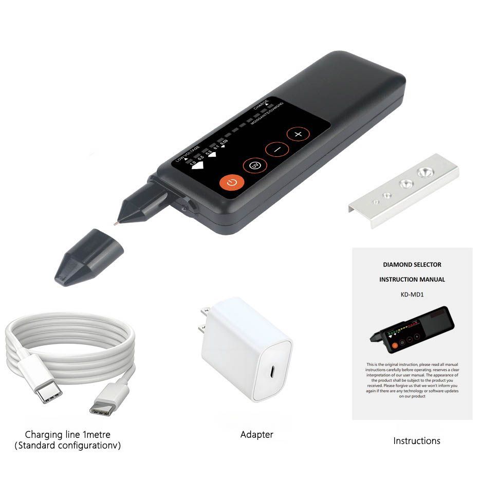 Professional Grade Rechargeable Diamond Tester Pen High Accuracy Type-C Moissanite Thermal Conductivity, UV Hardness Testing, Jade, Jadeite, Crystal Fast Gemstone Selector LED Indicator Jewelry Berkem