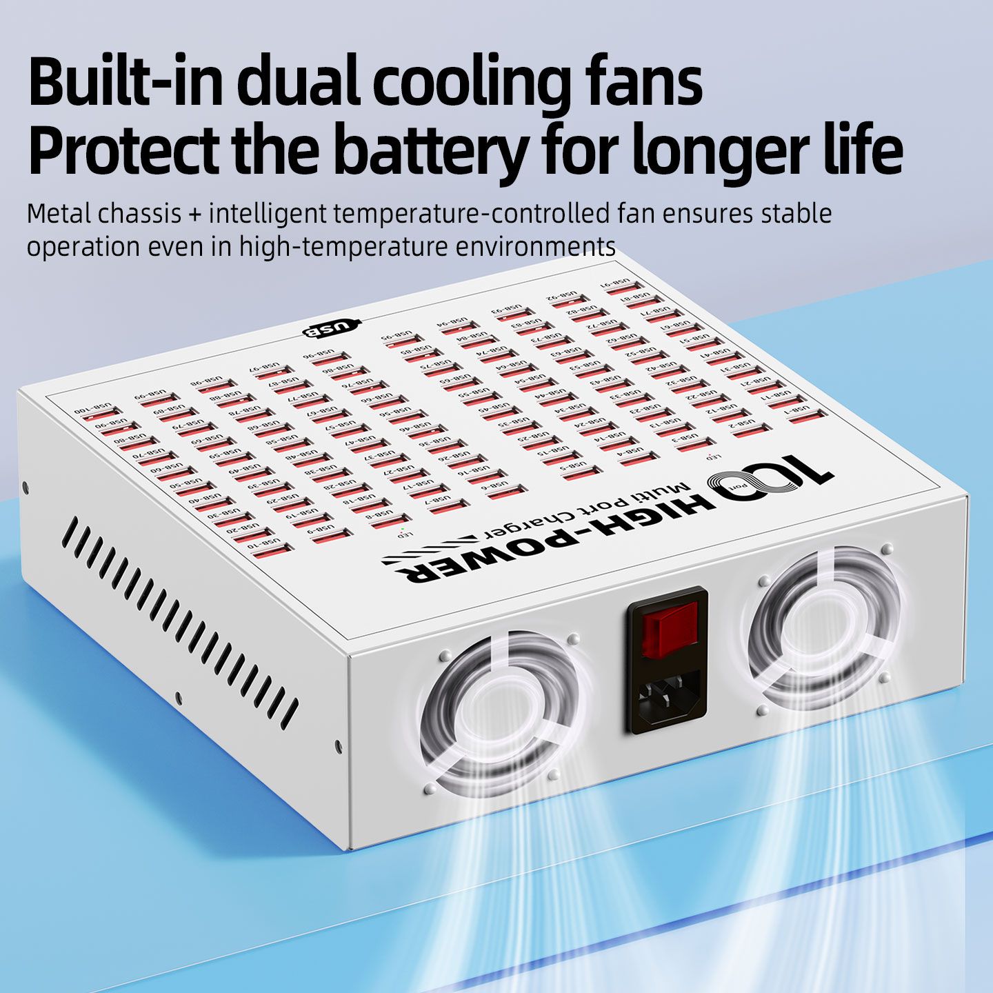 100 High-Power Multi Port Fast Charger USB Charging Station Adapter 5V 2.4A DC Power Supply Integrated Mobile Phone Tablet Fast Charger for Kinyozi, Industry Hotel School Shopping malls with Rapid Hea