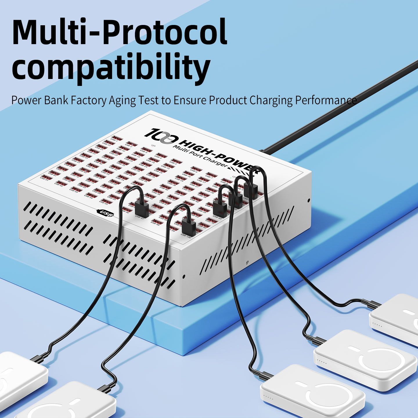 100 High-Power Multi Port Fast Charger USB Charging Station Adapter 5V 2.4A DC Power Supply Integrated Mobile Phone Tablet Fast Charger for Kinyozi, Industry Hotel School Shopping malls with Rapid Hea