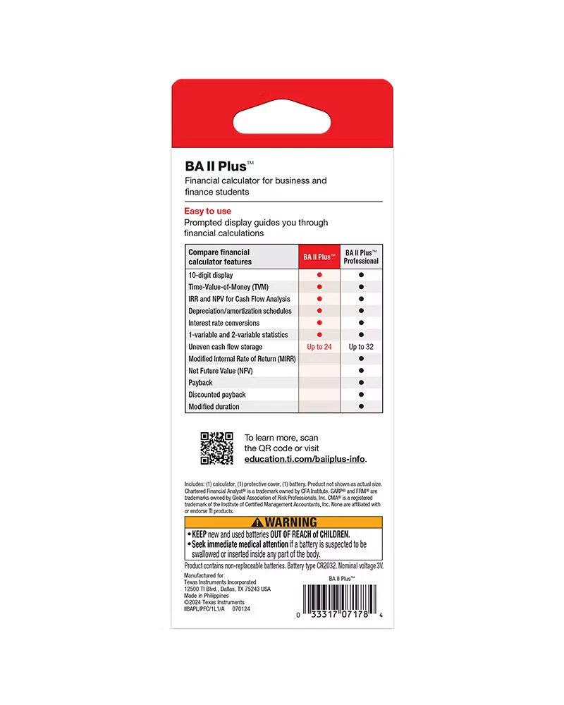 Texas Instruments BA II Plus™ Financial Calculator - Business Analyst - Designed for Business Professionals and Students
