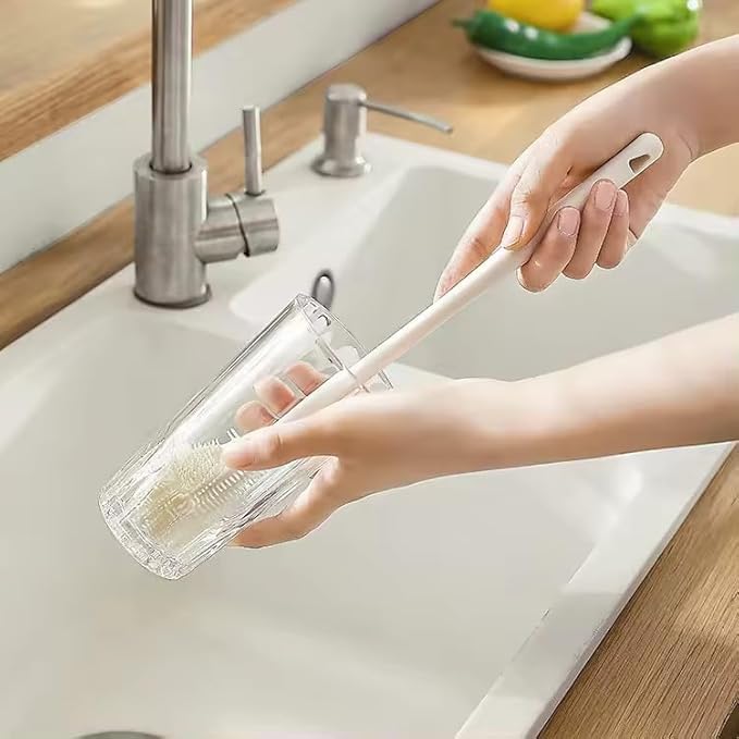 Portable Glass Water Bottle Silicone Brush Creative Long Handle Cleaner Soft Cleaning with 90 Degree Foldable Brush Head