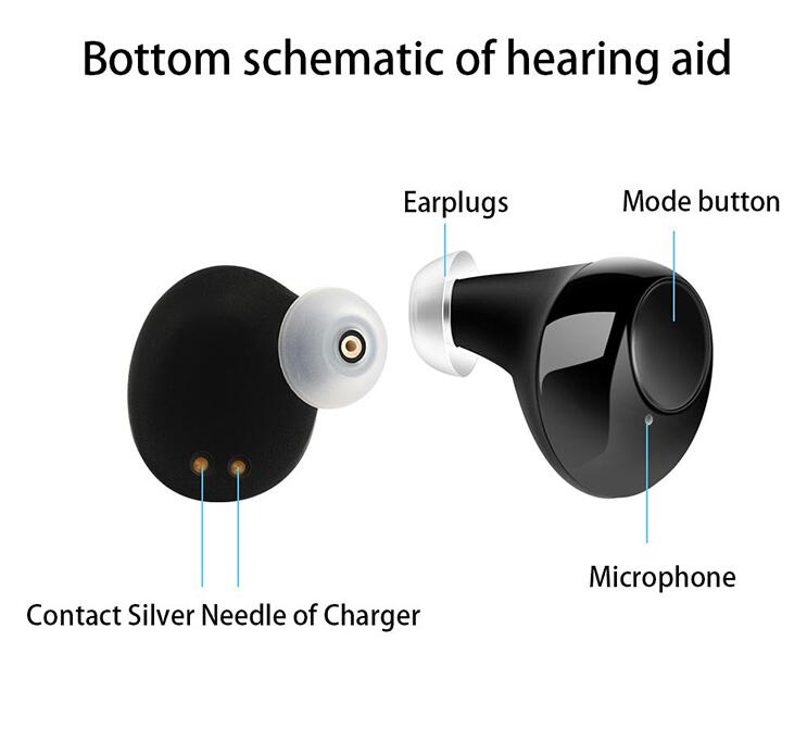 Wireless Rechargeable Hearing Aid Earing Sound Amplifier Channels Digital A39 ITE High Quality Mini OTC Invisible in Ear Seniors Appareil Auditif Medical