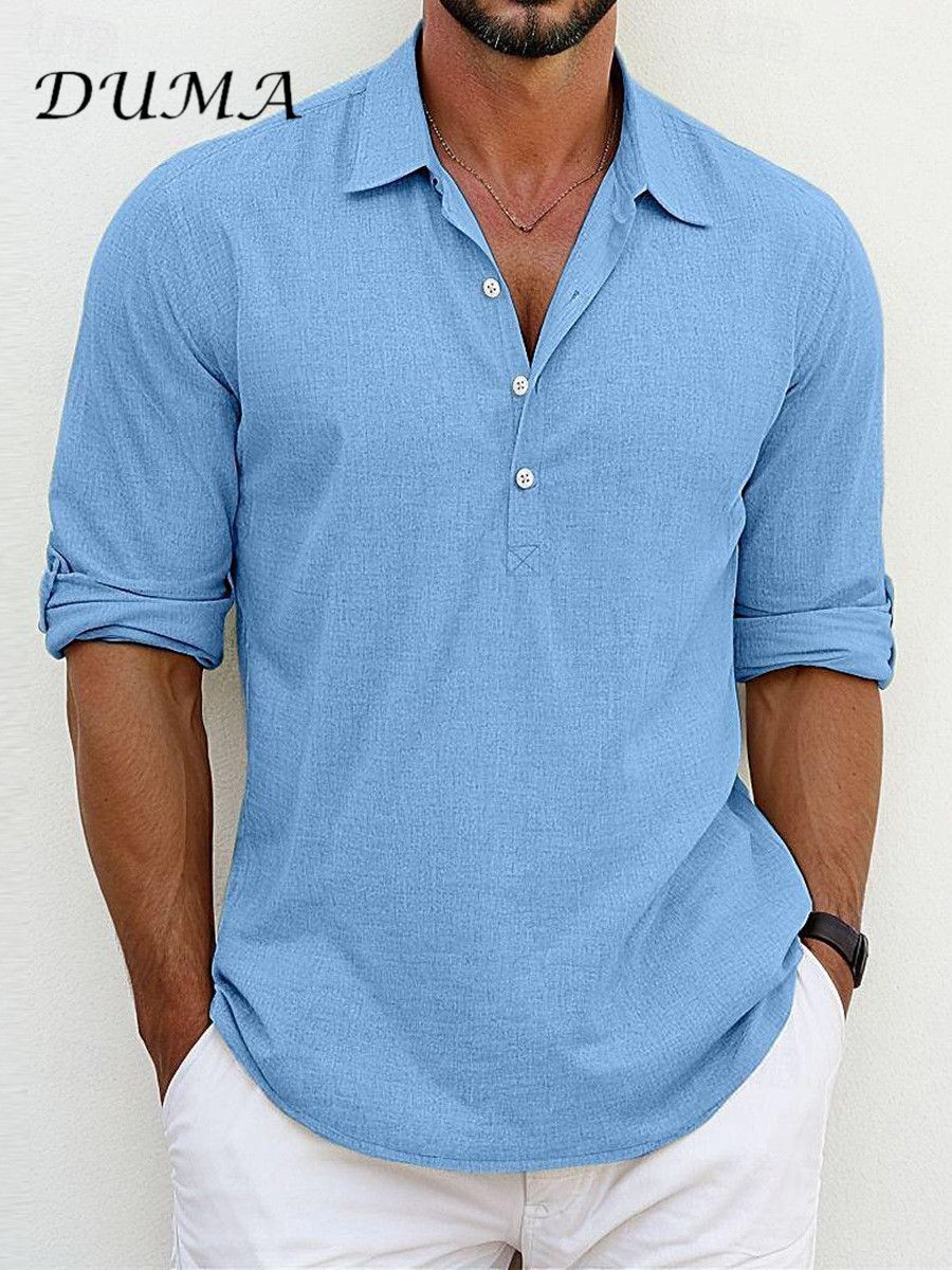 "DUMA"Half-sleeved men's clothing Shirt In the summer Solid color Business Leisure Half-cardigan