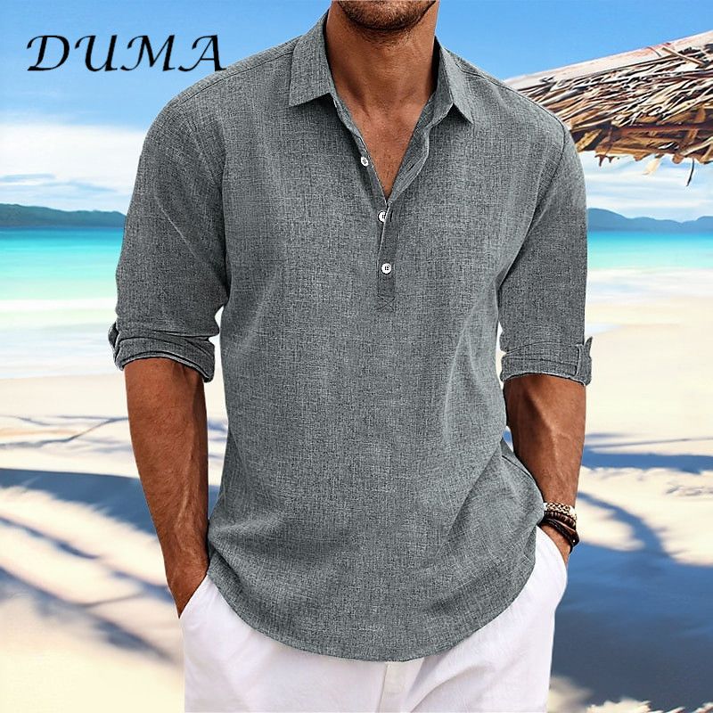"DUMA"Half-sleeved men's clothing Shirt In the summer Solid color Business Leisure Half-cardigan