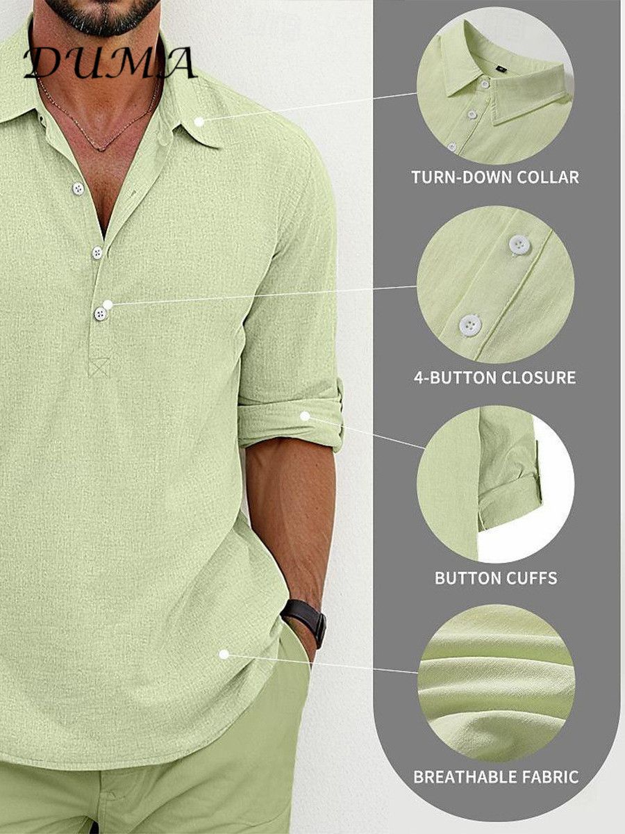 "DUMA"Half-sleeved men's clothing Shirt In the summer Solid color Business Leisure Half-cardigan