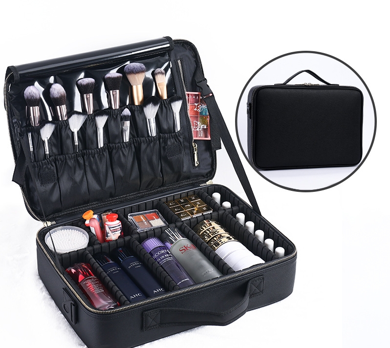 Professional partition storage large cosmetic bag makeup artist with makeup portable beauty kit