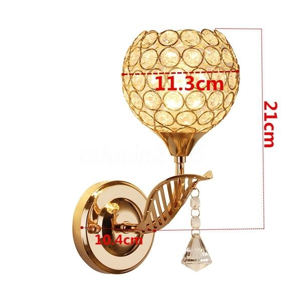 LED modern minimalist and warm crystal small wall lamp metal wall lamp bedroom bedside corridor