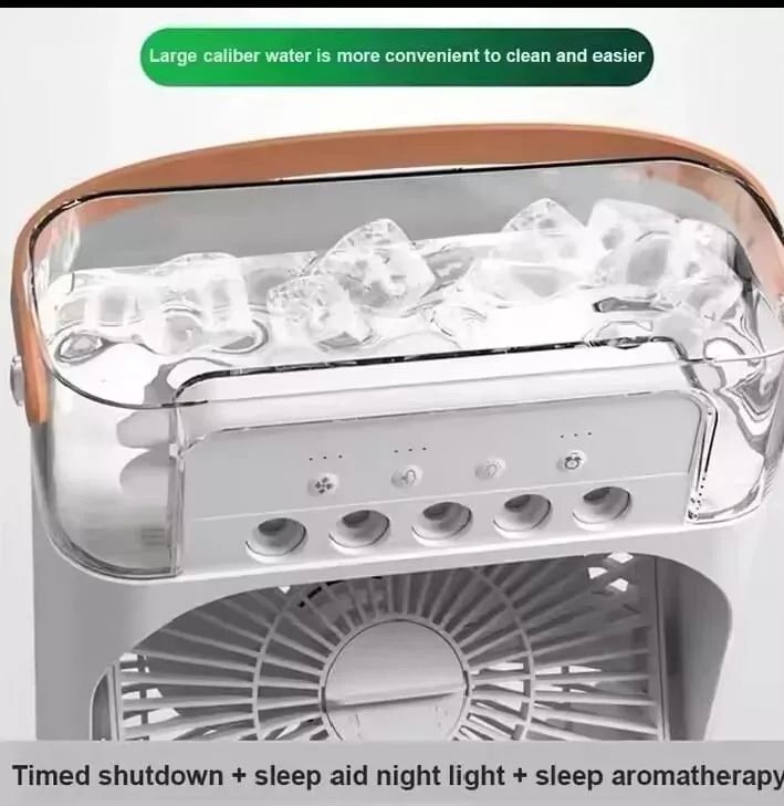 3 in 1 Portable Humidifier Air Conditioner Cooler Fan Household Mini Fan with 7 Color LED Light