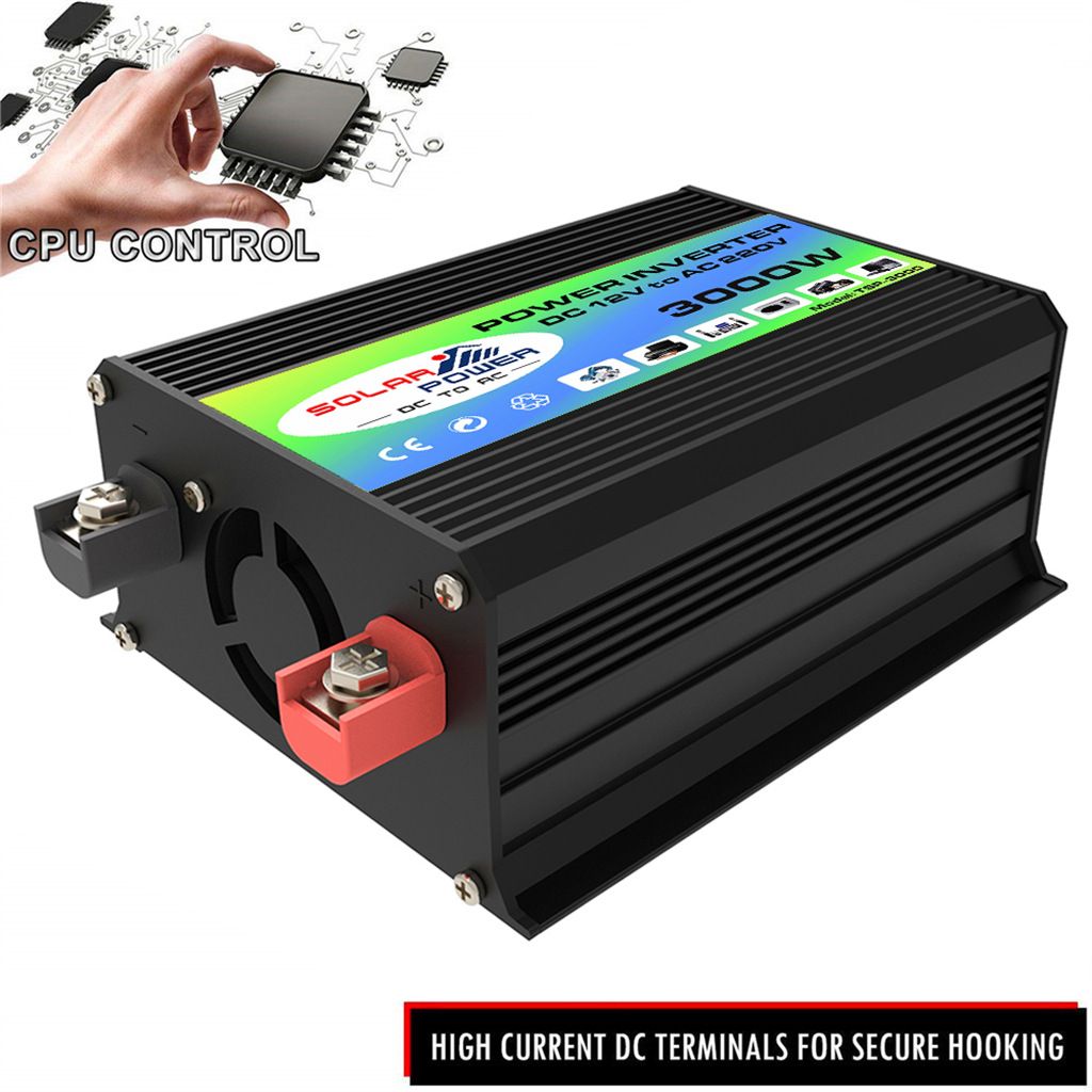 Sine wave inverter converter 12V to 220V peak 3000W intelligent car inverter
