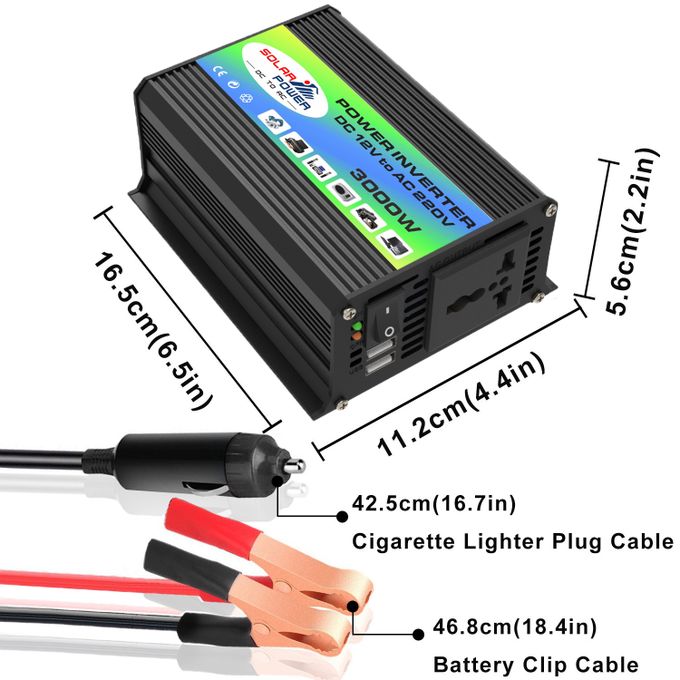 Sine wave inverter converter 12V to 220V peak 3000W intelligent car inverter