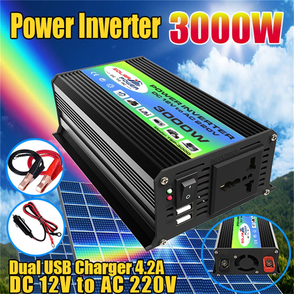 Sine wave inverter converter 12V to 220V peak 3000W intelligent car inverter