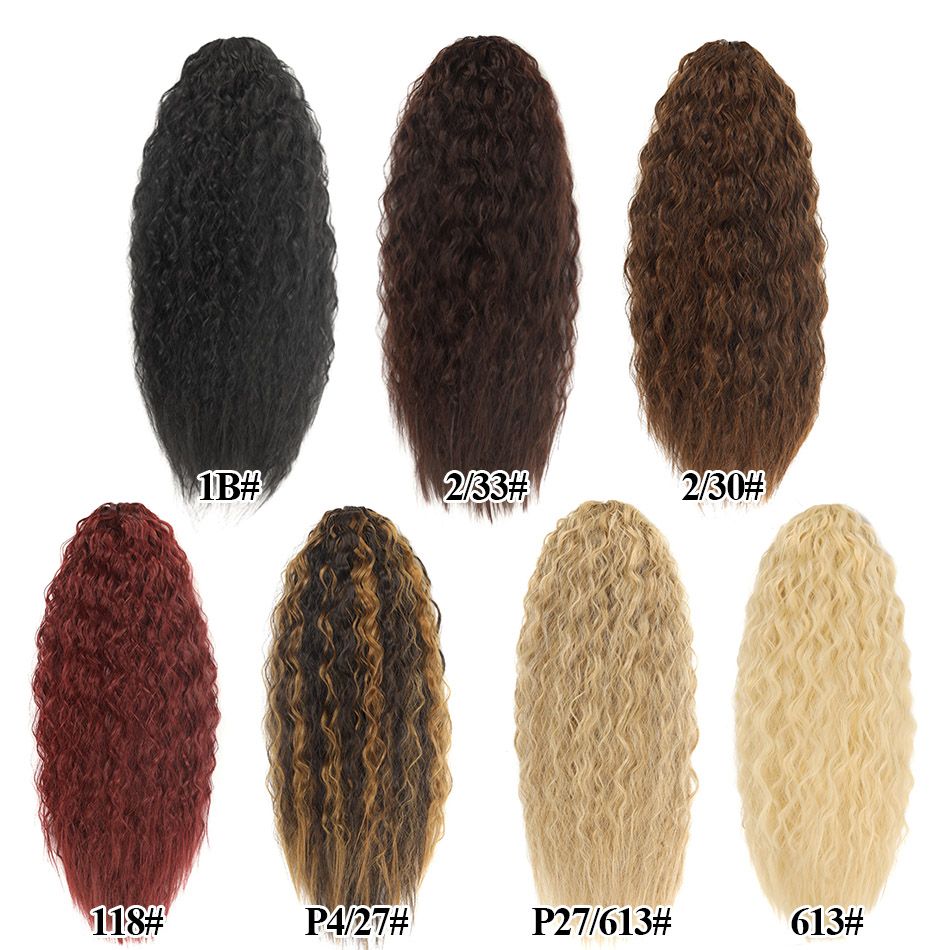 Synthetic Long Natural Wave Drawstring Ponytail 24inch Clip in Hair Extensions Blonde Natural Hair Fake Weave Ponytails