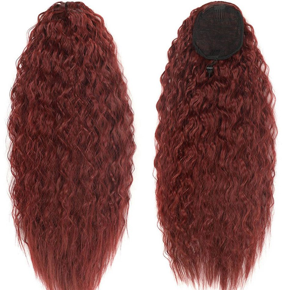 Synthetic Long Natural Wave Drawstring Ponytail 24inch Clip in Hair Extensions Blonde Natural Hair Fake Weave Ponytails