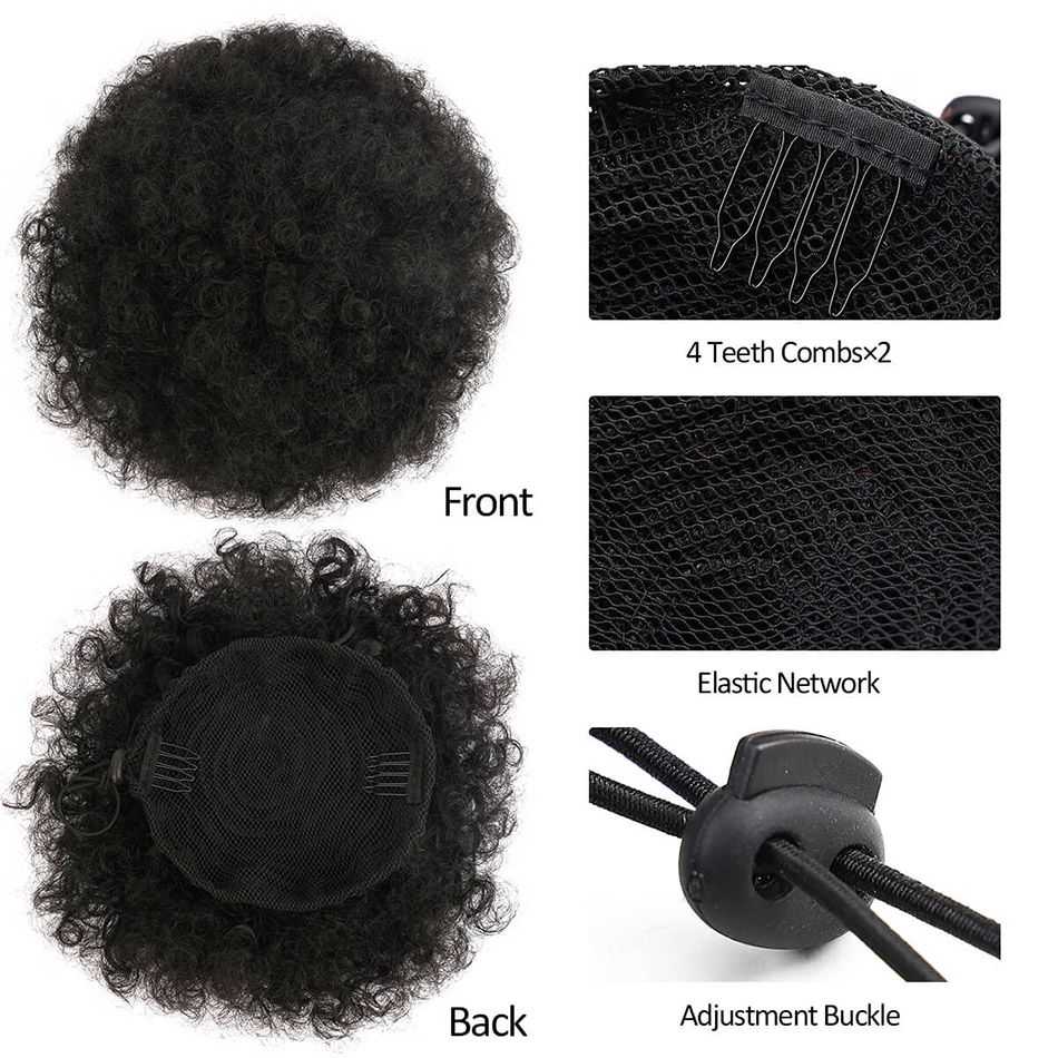 Synthetic Afro Puff Drawstring Ponytail for Girls Kids Women Small To Big Size Hair Buns Kinky Curly Hair Donut Chignon 1PC/LOT