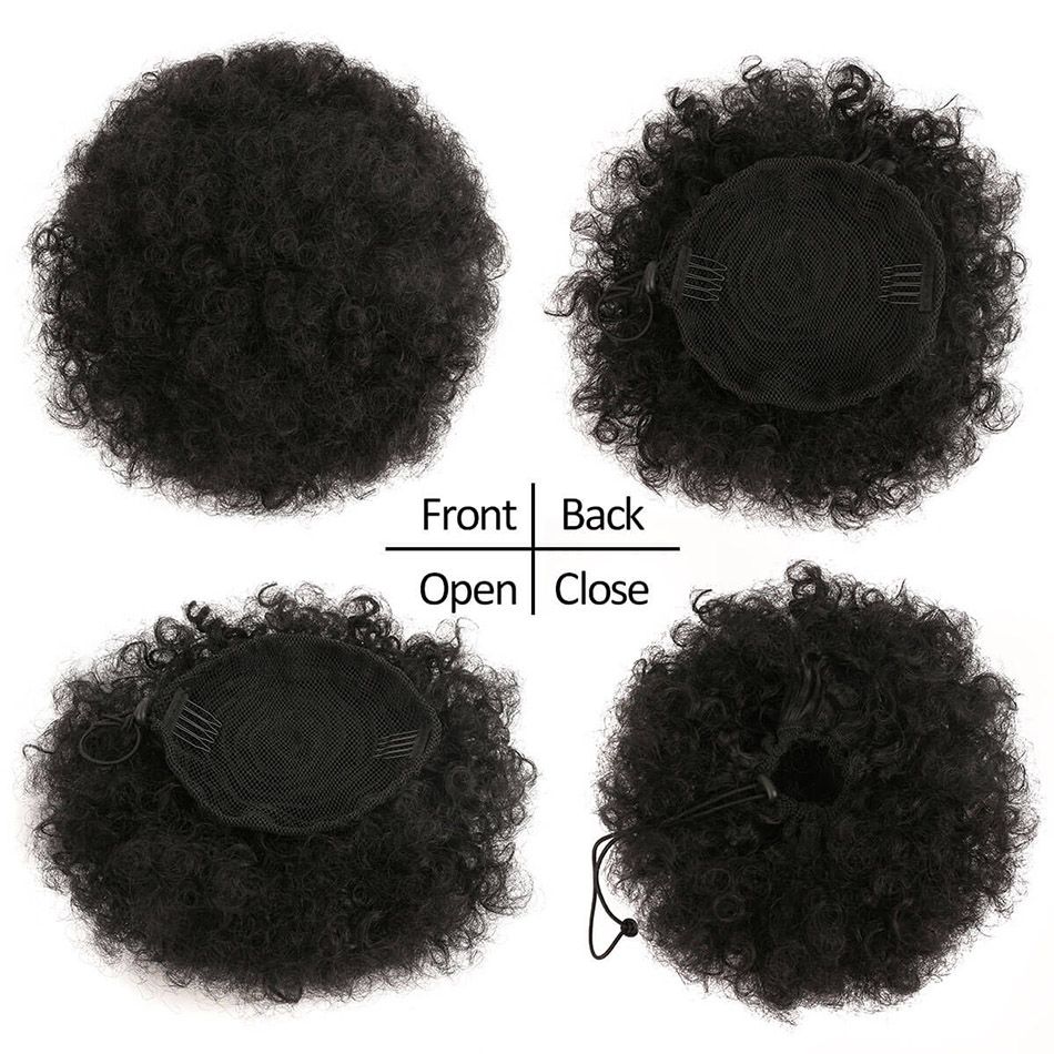 Synthetic Afro Puff Drawstring Ponytail for Girls Kids Women Small To Big Size Hair Buns Kinky Curly Hair Donut Chignon 1PC/LOT