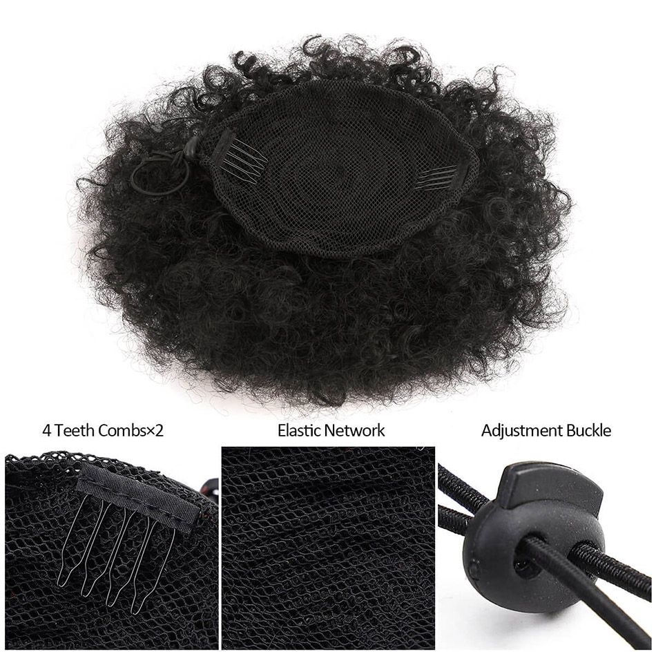 Synthetic Afro Puff Drawstring Ponytail for Girls Kids Women Small To Big Size Hair Buns Kinky Curly Hair Donut Chignon 1PC/LOT