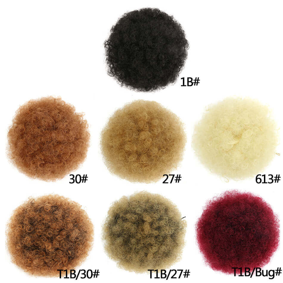Synthetic Afro Puff Drawstring Ponytail for Girls Kids Women Small To Big Size Hair Buns Kinky Curly Hair Donut Chignon 1PC/LOT