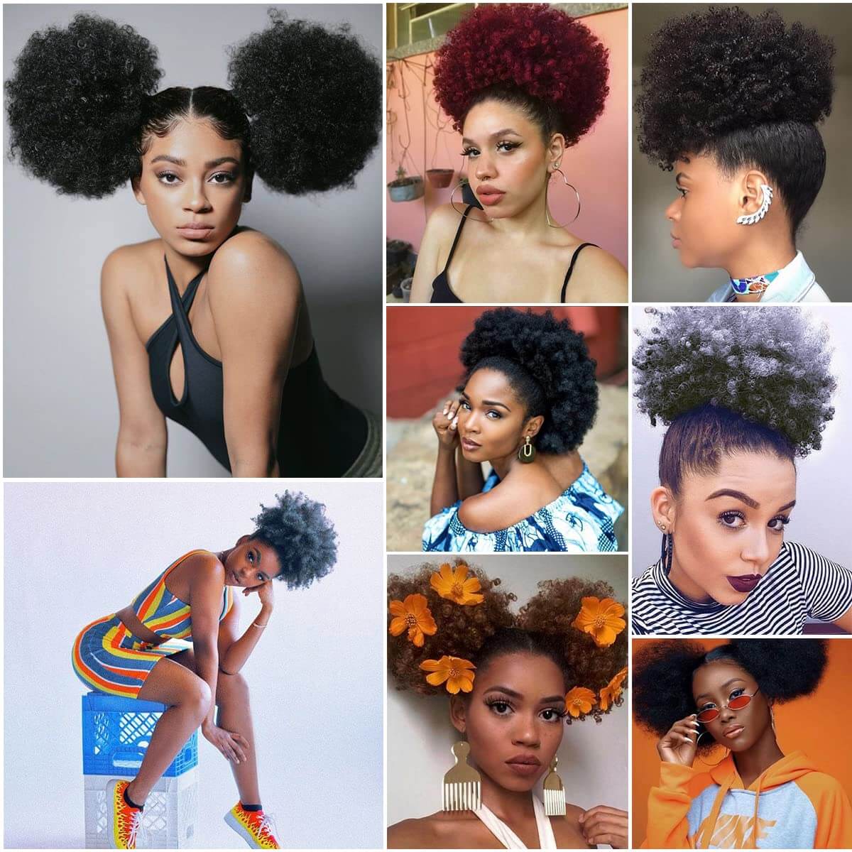Synthetic Afro Puff Drawstring Ponytail for Girls Kids Women Small To Big Size Hair Buns Kinky Curly Hair Donut Chignon 1PC/LOT