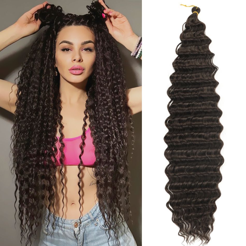 Ocean Wave Crochet Hair 32 Inch Long Deep Wave Braiding Hair Synthetic Curly Crochet Hair Extensions For Black Women