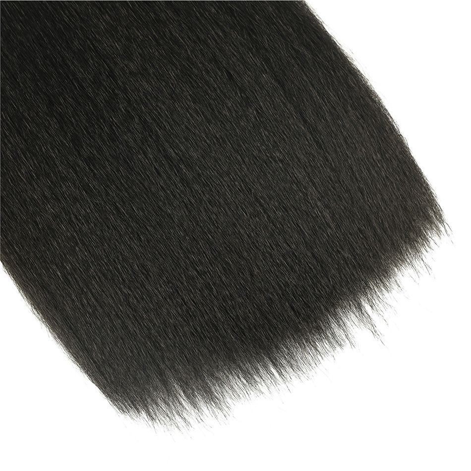 Synthetic 7Pcs Kinky Straight Clip in Hair Extensions Yaki Straight Full Head Seamless Clip in Hair for Black Women Daily Use