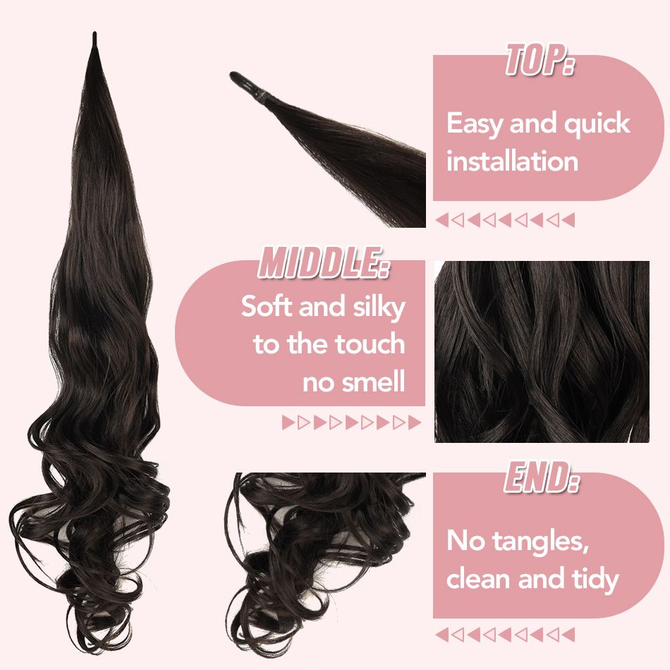 32inches Synthetic Flexible Wrap Around Long Ponytail Hair Extensions Natural Wave Cute Blonde Balck Grey Women Fake Pony Tail