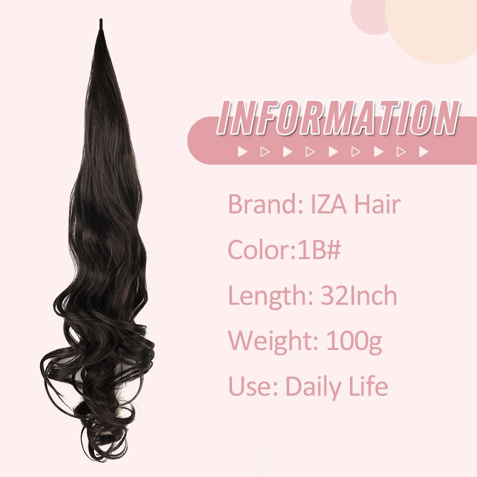 32inches Synthetic Flexible Wrap Around Long Ponytail Hair Extensions Natural Wave Cute Blonde Balck Grey Women Fake Pony Tail