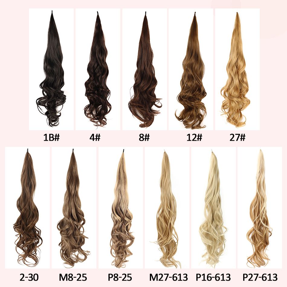 32inches Synthetic Flexible Wrap Around Long Ponytail Hair Extensions Natural Wave Cute Blonde Balck Grey Women Fake Pony Tail